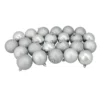 24ct Silver 4-Finish Shatterproof Christmas Ball Ornaments 2.5" (60mm)