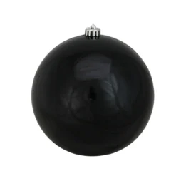 Shiny Jet Black Shatterproof Christmas Ball Ornament 8" (200mm)