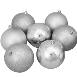 12ct Shatterproof 4-Finish Silver Splendor Christmas Ball Ornaments 4" (100mm) -Christmas Trees Shop northlight lj35164 02 25669.1667488433