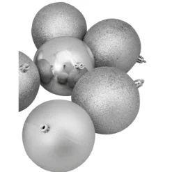 12ct Shatterproof 4-Finish Silver Splendor Christmas Ball Ornaments 4" (100mm) -Christmas Trees Shop northlight lj35164 03 91893.1667488433