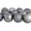 12ct Gray Shatterproof 4-Finish Christmas Ball Ornaments 4" (100mm)