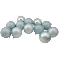 12ct Mermaid Blue Shatterproof 4-Finish Christmas Ball Ornaments 4" (100mm)