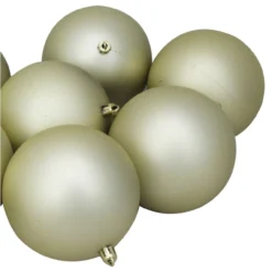 Set Of 12 Champagne Gold Shatterproof Matte Christmas Ball Ornaments 4" -Christmas Trees Shop northlight lj35229 03 80256.1667491215