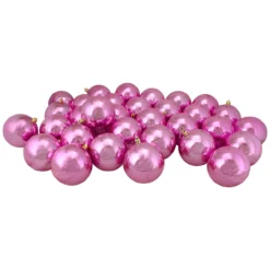 32ct Bubblegum Pink Shiny Shatterproof Christmas Ball Ornaments 3.25" (80mm)