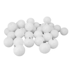32ct Winter White Shatterproof Shiny Christmas Ball Ornaments 3.25 Inches 80mm