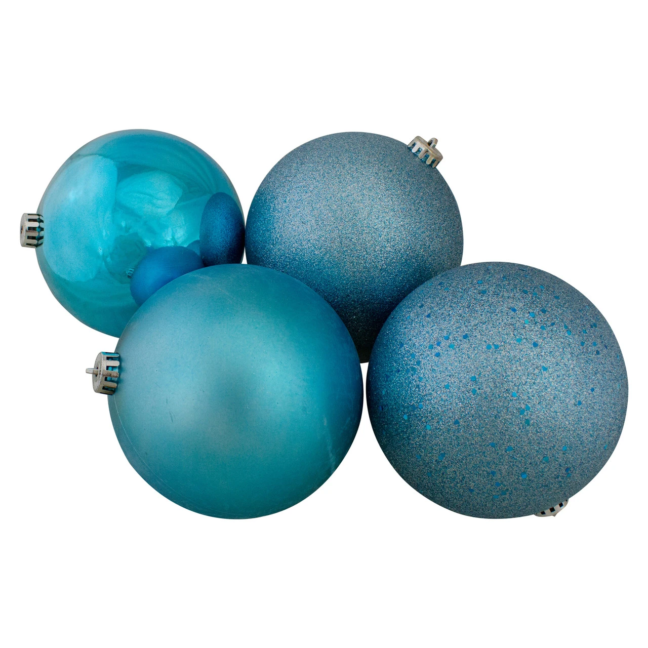 12ct Turquoise Blue Shatterproof 4-Finish Christmas Ball Ornaments 6" (150mm) 2 12ct Turquoise Blue Shatterproof 4-Finish Christmas Ball Ornaments 6" (150mm) - Image 2
