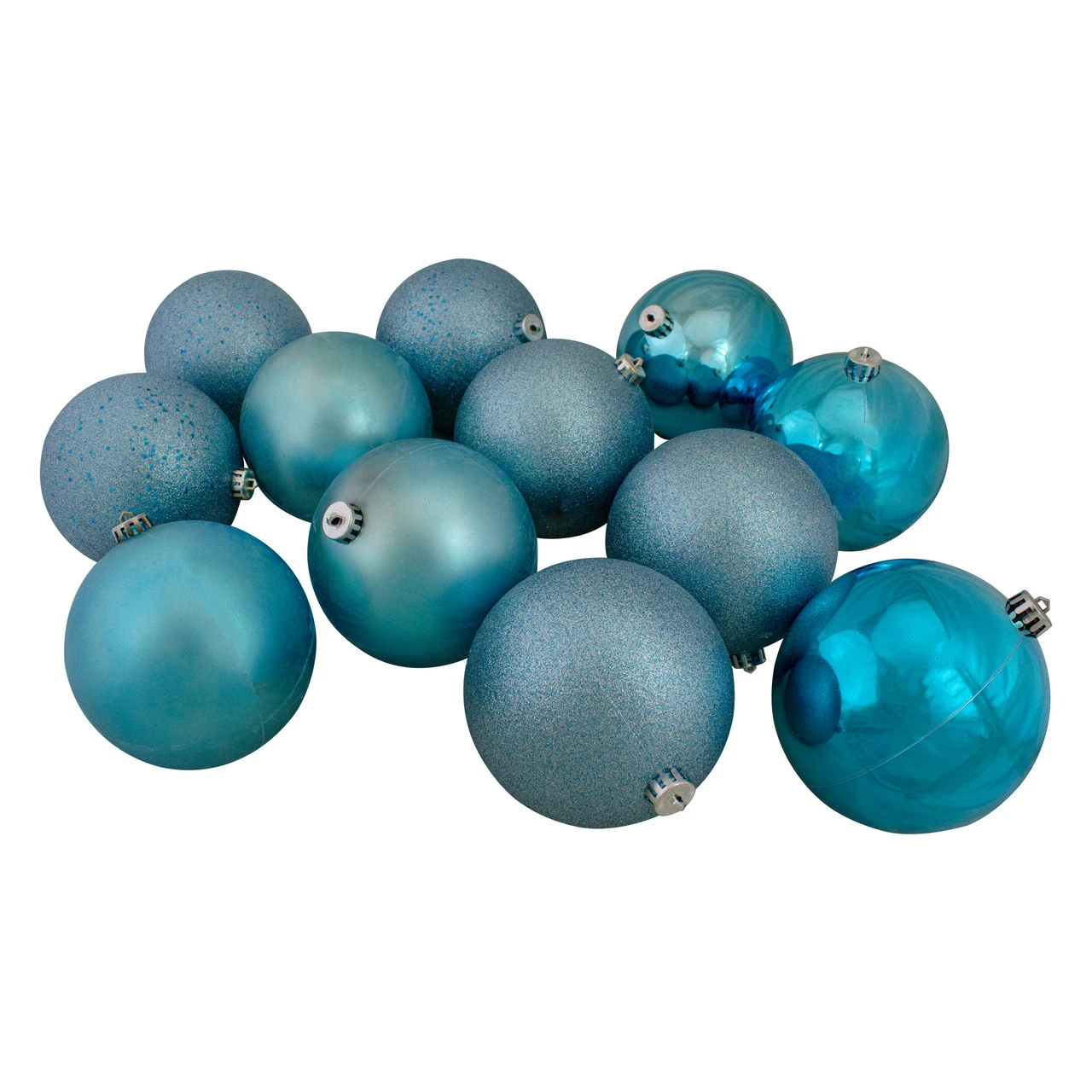 12ct Turquoise Blue Shatterproof 4-Finish Christmas Ball Ornaments 6" (150mm) 1 12ct Turquoise Blue Shatterproof 4-Finish Christmas Ball Ornaments 6" (150mm)