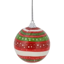 14-Piece Red, Green And White Striped Decoupage Christmas Ball Ornament Set, 2.25" (60mm) -Christmas Trees Shop northlight lj92502 3 24280.1667488005