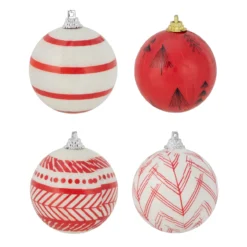 14-Piece Scandinavian Style Decoupage Christmas Ball Ornament Set, 2.25" (60mm)