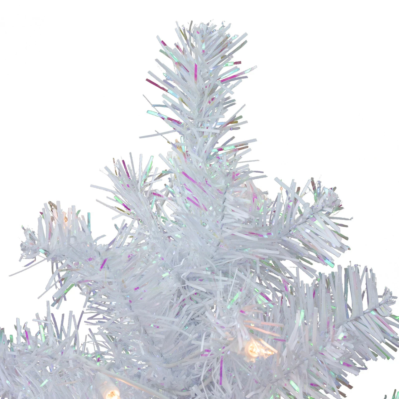 2' Pre-lit White Iridescent Pine Artificial Christmas Tree - Clear Lights 3 2' Pre-lit White Iridescent Pine Artificial Christmas Tree - Clear Lights - Image 3