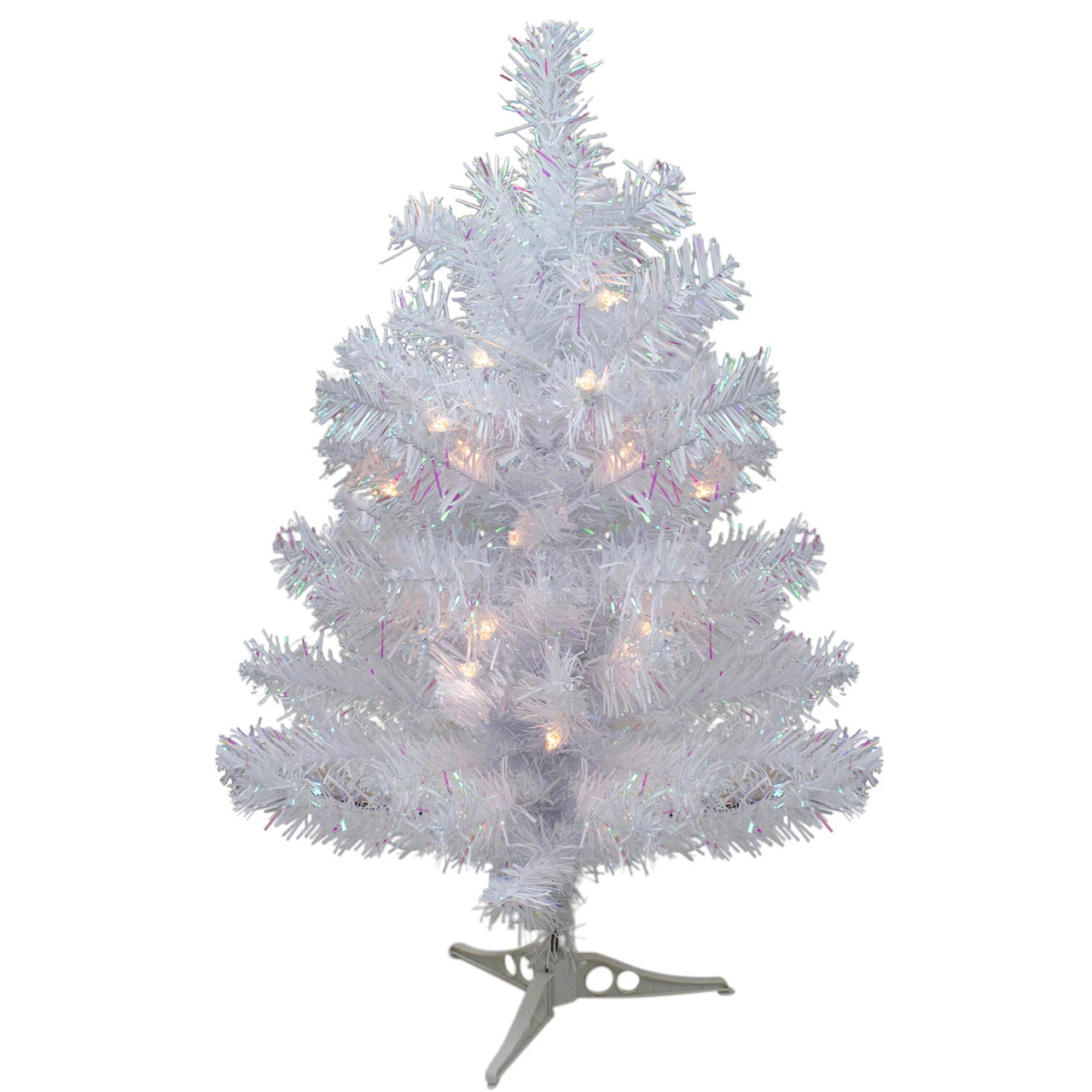 2' Pre-lit White Iridescent Pine Artificial Christmas Tree - Clear Lights 1 2' Pre-lit White Iridescent Pine Artificial Christmas Tree - Clear Lights