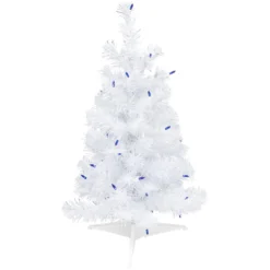 2' Pre-lit White Iridescent Pine Artificial Christmas Tree - Blue Lights