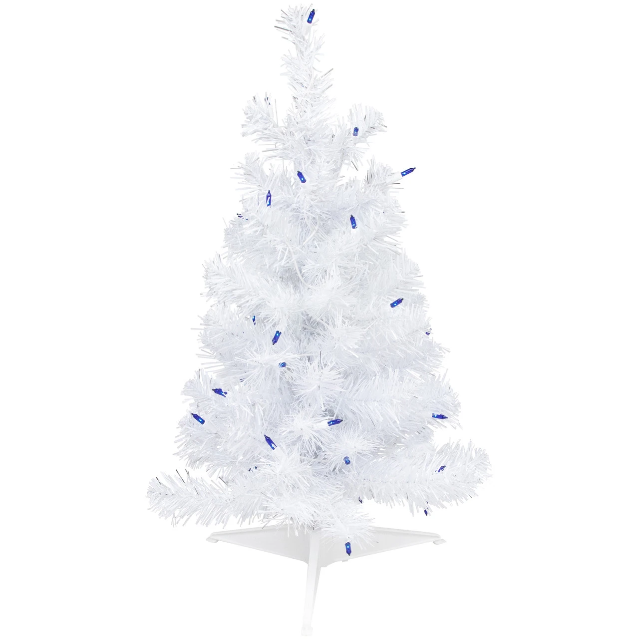 2' Pre-lit White Iridescent Pine Artificial Christmas Tree - Blue Lights 1 2' Pre-lit White Iridescent Pine Artificial Christmas Tree - Blue Lights