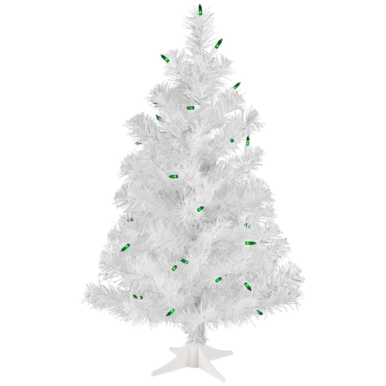 2' Pre-Lit Small White Pine Artificial Christmas Tree - Green Lights 2 2' Pre-Lit Small White Pine Artificial Christmas Tree - Green Lights - Image 2