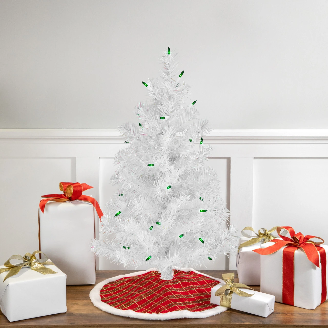 2' Pre-Lit Small White Pine Artificial Christmas Tree - Green Lights 1 2' Pre-Lit Small White Pine Artificial Christmas Tree - Green Lights