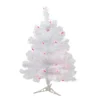 2' Pre-lit White Iridescent Pine Artificial Christmas Tree - Pink Lights