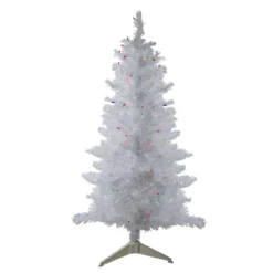 4' Pre-lit White Iridescent Pine Artificial Christmas Tree - Multi Lights