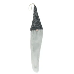 34" Gray And White Hanging Gnome Hat Christmas Decoration
