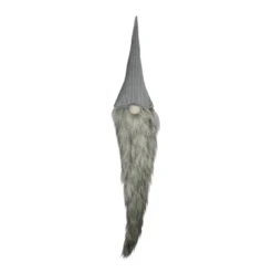 42" Gray And White Hanging Christmas Gnome Decoration