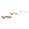 Set Of 3 Glittered Pink, White And Champagne Bird Christmas Ornament With Clip, 6.5"