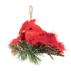 8" Double Cardinal And Pine Needle Branch Hanging Christmas Ornament -Christmas Trees Shop northlight sh94292 3 35911.1668093150