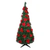 6' Pre-Lit Slim Pre-Decorated Poinsettia Pop-Up Artificial Christmas Tree