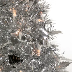 6' Pre-Lit Silver Tinsel Pop-Up Artificial Christmas Tree - Clear Lights -Christmas Trees Shop northlight sm92156 2 94406.1667655552