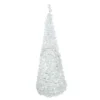 6ft Lighted White Tinsel Pop-Up Artificial Christmas Tree, Blue Lights