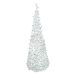 6ft Lighted White Tinsel Pop-Up Artificial Christmas Tree, Blue Lights