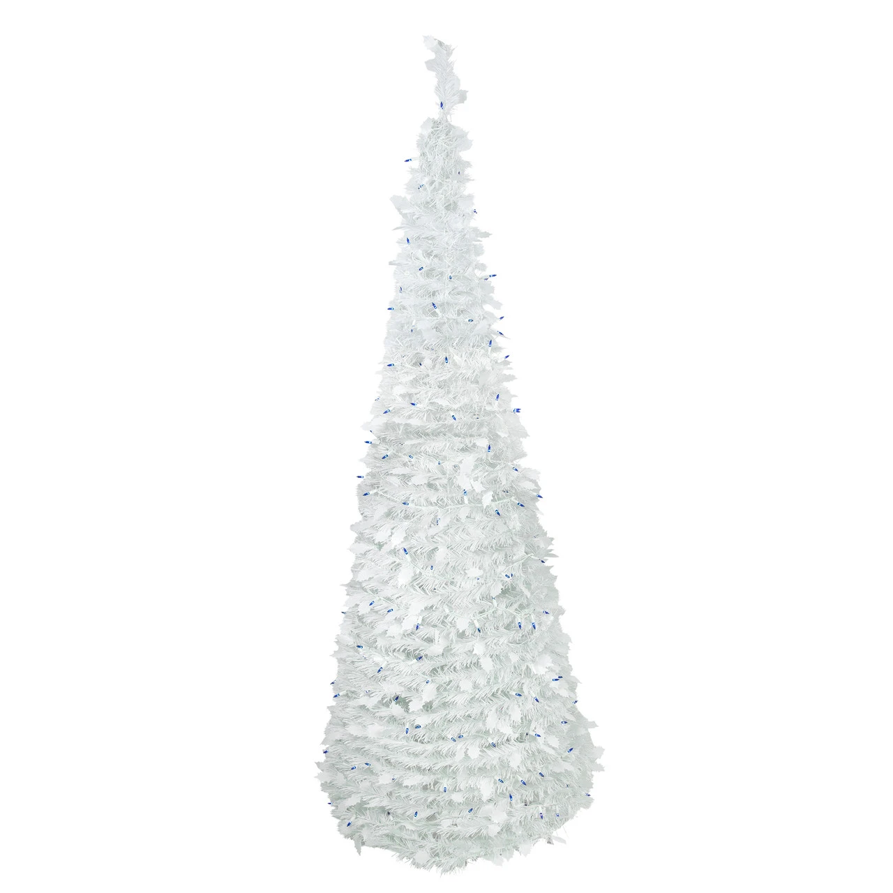 6ft Lighted White Tinsel Pop-Up Artificial Christmas Tree, Blue Lights 1 6ft Lighted White Tinsel Pop-Up Artificial Christmas Tree, Blue Lights