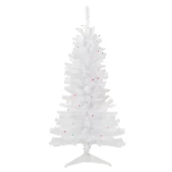4' Pre-Lit Woodbury White Pine Slim Artificial Christmas Tree, Multi Lights