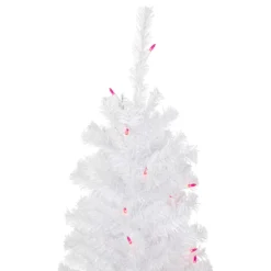 4' Pre-Lit Woodbury White Pine Slim Artificial Christmas Tree, Pink Lights -Christmas Trees Shop northlight sm92880 3 updated 96489.1667530144