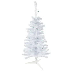 3' Pre-Lit Woodbury White Pine Slim Artificial Christmas Tree, Green Lights