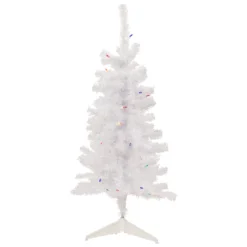 3' Pre-Lit Woodbury White Pine Slim Artificial Christmas Tree, Multi Lights
