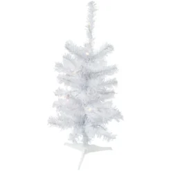 2' Pre-Lit Woodbury White Pine Slim Artificial Christmas Tree, Clear Lights