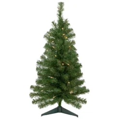 3' Pre-Lit Oakridge Noble Fir Artificial Christmas Tree, Clear Lights