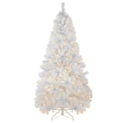 7.5' Pre-Lit Seneca White Spruce Artificial Christmas Tree, Dual Function LED Lights