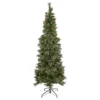 7' Pre-Lit Yorkshire Pine Pencil Artificial Christmas Tree, Clear Lights