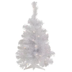 2' Pre-lit Rockport White Pine Artificial Christmas Tree, Clear Lights