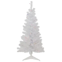 4' Pre-lit Rockport White Pine Artificial Christmas Tree, Multi Lights