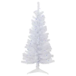 4' Pre-lit Rockport White Pine Artificial Christmas Tree, Blue Lights