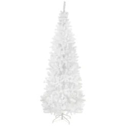 6.5' White Georgian Pine Slim Artificial Christmas Tree, Unlit