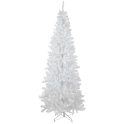6.5' Pre-Lit Pencil White Georgian Pine Artificial Christmas Tree, Warm White LED Lights