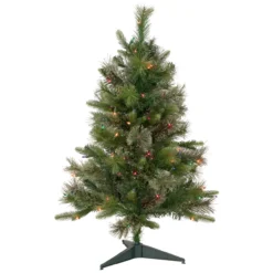 3' Pre-Lit Kingston Cashmere Pine Full Artificial Christmas Tree, Multi Lights