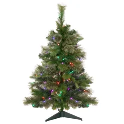 3' Pre-Lit Kingston Cashmere Pine Full Artificial Christmas Tree, Multi LED Lights