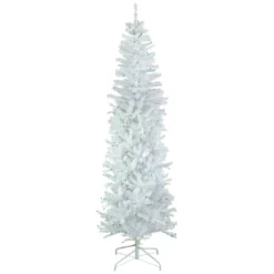 6.5' Pre-Lit Woodbury White Pine Pencil Artificial Christmas Tree, Green Lights