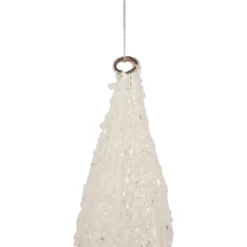 9.5" White Beaded Glitter Finial Glass Christmas Ornament -Christmas Trees Shop northlight tr92584 2 71583.1680063878