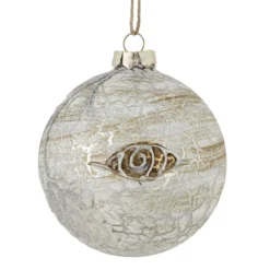 4" Birch Wood And Glitter Pine Cones Glass Ball Christmas Ornament -Christmas Trees Shop northlight tr92588 updated2022 73194.1667533705