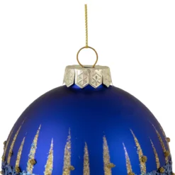 4" Blue And Gold Glitter Glass Ball Christmas Ornament -Christmas Trees Shop northlight tr92597 2 49960.1670623747
