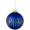 4" Blue And Gold Glitter Glass Ball Christmas Ornament
